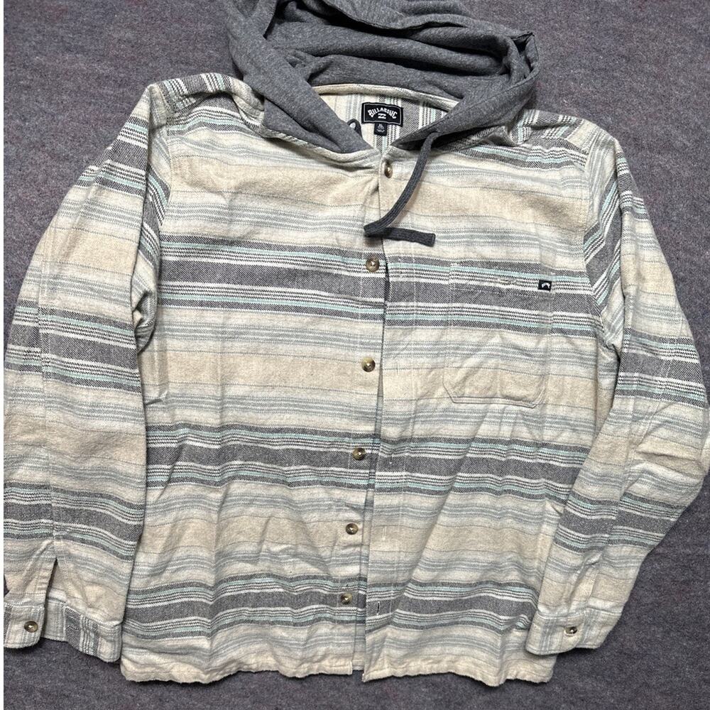 Billabong Hooded Flannel Shirt Men XL Vintage Y2K Surf Skate Button Up EUC